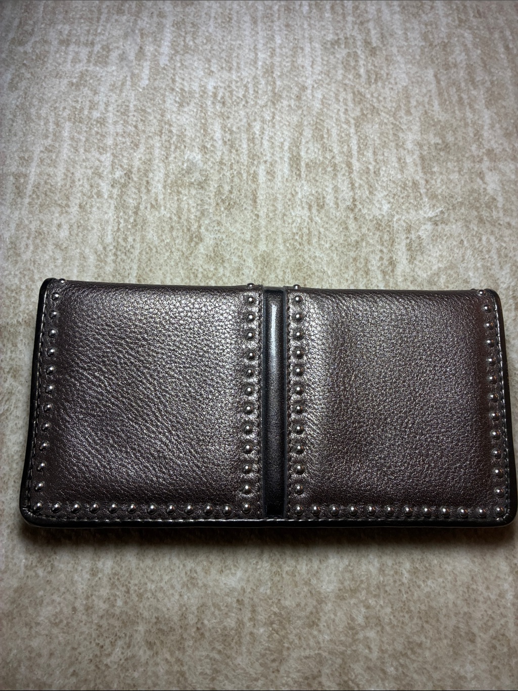 Brighton Brown Leather Card Holder With Stud Trim